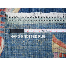 Load image into Gallery viewer, 4&#39;x11&#39;7&quot; Lazy Sunday Blue, 100% Wool, Hand Knotted Afghan Peshawar Colorful Oceanic Fish Pattern, Dense Weave And Natural Dyes, Oriental Wide Runner Rug FWR530346