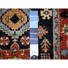 Load image into Gallery viewer, 2&#39;7&quot;x11&#39;8&quot; Braves Navy Blue With Barn Red Border, Fine Aryana, Karajeh Design, Luxorious Wool, Hand Knotted,  Runner Oriental Rug FWR530418