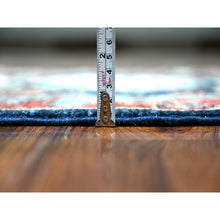 Load image into Gallery viewer, 2&#39;7&quot;x11&#39;8&quot; Braves Navy Blue with Barn Red Border, Fine Aryana, Karajeh Design, Luxorious Wool, Hand Knotted, Runner Oriental Rug FWR530418