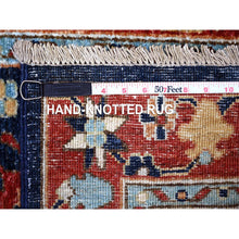 Load image into Gallery viewer, 2&#39;7&quot;x11&#39;8&quot; Braves Navy Blue with Barn Red Border, Fine Aryana, Karajeh Design, Luxorious Wool, Hand Knotted, Runner Oriental Rug FWR530418