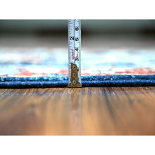 Load image into Gallery viewer, 2&#39;6&quot;x11&#39;8&quot; Prussian Blue With Carmine Red Border, Fine Aryana, Karajeh Design, Luxorious Wool, Hand Knotted,  Runner Oriental Rug FWR530442