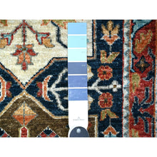 Load image into Gallery viewer, 2&#39;7&quot;x9&#39;8&quot; Fibonacci Blue With Harvard Crimson Red, Caucasian Akstafa Design, Fine Aryana, Pure Wool, Hand Knotted, Runner Oriental Rug FWR530448