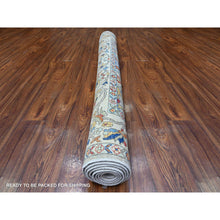 Load image into Gallery viewer, 6&#39;x8&#39;9&quot; Chalk Gray, Vegetable Dyes, Aryana With Ziegler Mahal All Over Colorful Design, Hand Knotted, Vegetable Dyes, Vibrant Wool, Oriental Rug FWR530466