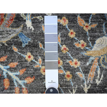 Load image into Gallery viewer, 8&#39;x8&#39; Gauntlet Gray, Borderless, 100% Wool, Afghan Hand Knotted Peshawar With Birds Of Paradise, Vegetable Dyes, Oriental Round Rug FWR530484