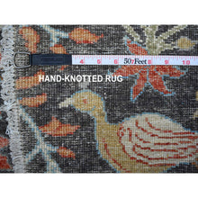 Load image into Gallery viewer, 8&#39;x8&#39; Gauntlet Gray, Borderless, 100% Wool, Afghan Hand Knotted Peshawar With Birds Of Paradise, Vegetable Dyes, Oriental Round Rug FWR530484