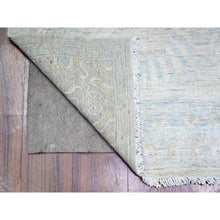 Load image into Gallery viewer, 3'8"x15' Silver Gray, White Wash Peshawar, Organic Wool, Hand Knotted, Vegetables Dyes, Xl Runner Oriental Rug FWR530514