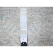Load image into Gallery viewer, 3'8"x15' Silver Gray, White Wash Peshawar, Organic Wool, Hand Knotted, Vegetables Dyes, Xl Runner Oriental Rug FWR530514