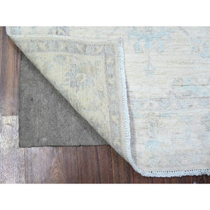 2'10"x5' Silver Gray, Hand Knotted, Natural Dyes, Organic Wool, White Wash Peshawar All Over Pattern, Oriental Rug FWR530532