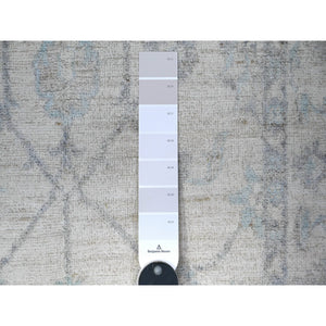 2'10"x5' Silver Gray, Hand Knotted, Natural Dyes, Organic Wool, White Wash Peshawar All Over Pattern, Oriental Rug FWR530532