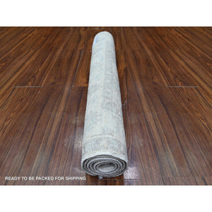 2'10"x5' Silver Gray, Hand Knotted, Natural Dyes, Organic Wool, White Wash Peshawar All Over Pattern, Oriental Rug FWR530532