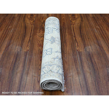 Load image into Gallery viewer, 1&#39;10&quot;x3&#39; Linen White, Pure Wool, Faded Out White Wash Peshawar With Samarkand Design, Hand Knotted, Mat Oriental Rug FWR530544