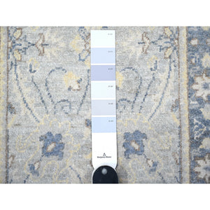 1'10"x3' Cloud Gray, White Wash Peshawar with All Over Design, Pure Wool, Hand Knotted, Natural Dyes, Mat Oriental Rug FWR530574