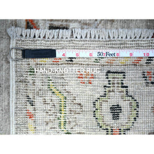 Load image into Gallery viewer, 4&#39;1&quot;x9&#39;7&quot; Light Gray, Turkeman Ersari with Prayer Design Natural Dyes, Densely Woven Pure Wool Hand Knotted, Wide Runner Oriental Rug FWR423822