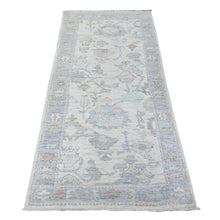 Load image into Gallery viewer, 3&#39;1&quot;x6&#39;2&quot; Vista White with Chrome Gray, Hand Knotted Vegetable Dyes Afghan Angora Oushak All Over Pattern, 100% Wool Oriental Rug FWR530736