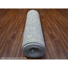 Load image into Gallery viewer, 2&#39;8&quot;x19&#39;9&quot; Goose Gray, Soft Wool, Fine Peshawar With Heriz Design, Hand Knotted, Vegetable Dyes, Dense Weave, Xl Runner, Oriental Rug FWR530796