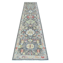 Load image into Gallery viewer, 2&#39;8&quot;x11&#39;10&quot; Jet Gray, Hand Knotted Vegetable Dyes, Dense Weave, Pure Wool, Fine Peshawar with Heriz Design, Runner Oriental Rug FWR530808