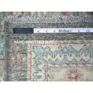 3'1"x4'10" Urban Gray, Aryana with North West Persian Design with Small Animal Figurines, Natural Dyes, Luxurious Wool, Hand Knotted, Oriental Rug FWR530958