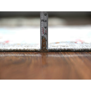 2'7"x6'1" Rock Candy Gray, Sultanabad Leaf Design, Hand Knotted, Natural Dyes, Vibrant Wool, Runner Oriental Rug FWR530976
