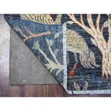 Load image into Gallery viewer, 2&#39;6&quot;x11&#39;7&quot; Millennium Blue, Pure Wool, Afghan Peshawar With Birds Of Paradise, Hand Knotted, Vegetable Dyes, Runner, Oriental Rug FWR530988