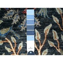 Load image into Gallery viewer, 2&#39;6&quot;x11&#39;7&quot; Millennium Blue, Pure Wool, Afghan Peshawar With Birds Of Paradise, Hand Knotted, Vegetable Dyes, Runner, Oriental Rug FWR530988