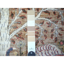 Load image into Gallery viewer, 3&#39;x4&#39;9&quot; Cafe au lait Brown, Hand Knotted, Afghan Peshawar with Birds of Paradise, Vegetable Dyes, Organic Wool, Oriental Rug FWR531000