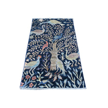 Load image into Gallery viewer, 2&#39;10&quot;x4&#39;9&quot; Millennium Blue, Hand Knotted, Natural Dyes, Soft Wool, Afghan Peshawar with Birds of Paradise, Oriental Rug FWR531006
