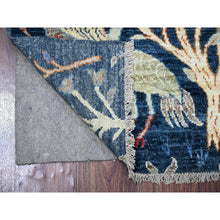 Load image into Gallery viewer, 2&#39;6&quot;x9&#39;7&quot; Millennium Blue, Afghan Peshawar with Birds of Paradise, Hand Knotted, Vegetable Dyes, 100% Wool, Runner, Oriental Rug FWR531012
