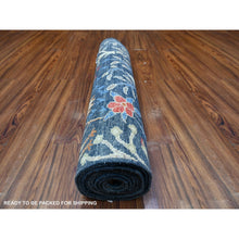 Load image into Gallery viewer, 2&#39;6&quot;x9&#39;7&quot; Millennium Blue, Afghan Peshawar with Birds of Paradise, Hand Knotted, Vegetable Dyes, 100% Wool, Runner, Oriental Rug FWR531012