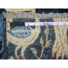 Load image into Gallery viewer, 2&#39;6&quot;x9&#39;7&quot; Millennium Blue, Afghan Peshawar with Birds of Paradise, Hand Knotted, Vegetable Dyes, 100% Wool, Runner, Oriental Rug FWR531012
