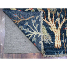 Load image into Gallery viewer, 2&#39;7&quot;x10&#39; Millennium Blue, Afghan Peshawar With Birds Of Paradise, Hand Knotted, Vegetable Dyes, Natural Wool, Runner, Oriental Rug FWR531024