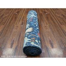 Load image into Gallery viewer, 2&#39;7&quot;x10&#39; Millennium Blue, Afghan Peshawar With Birds Of Paradise, Hand Knotted, Vegetable Dyes, Natural Wool, Runner, Oriental Rug FWR531024