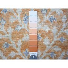 Load image into Gallery viewer, 3&#39;1&quot;x4&#39;9&quot; Tango Orange, Vegetable Dyes, Afghan Angora Oushak With Cypress And Willow Tree Design, Hand Knotted, Velvety Wool, Oriental Rug FWR531060