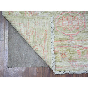 3'x4'10" Reseda Green, Afghan Angora Oushak, Hand Knotted, Vegetable Dyes, Dense Weave, Soft Wool, Oriental Rug FWR531096