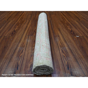 3'x4'10" Reseda Green, Afghan Angora Oushak, Hand Knotted, Vegetable Dyes, Dense Weave, Soft Wool, Oriental Rug FWR531096