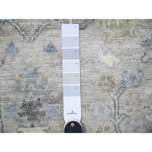 6'1"x9' Steely Gray, Hand Knotted Natural Dyes Afghan Angora Oushak All Over Vines And Motifs, Vibrant Wool Oriental Rug FWR531156
