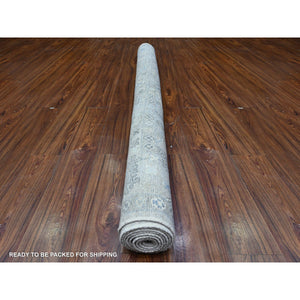 6'1"x9' Steely Gray, Hand Knotted Natural Dyes Afghan Angora Oushak All Over Vines And Motifs, Vibrant Wool Oriental Rug FWR531156