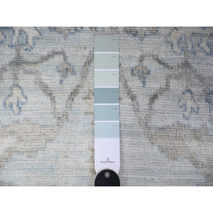 4'x11'10" Sleepy Hollow Blue, Afghan Angora Oushak All Over Pattern Shiny Wool, Hand Knotted Vegetable Dyes, Wide Runner Oriental Rug FWR531174