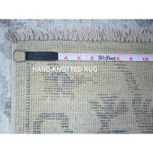 Load image into Gallery viewer, 4&#39;x11&#39;10&quot; Sleepy Hollow Blue, Afghan Angora Oushak All Over Pattern Shiny Wool, Hand Knotted Vegetable Dyes, Wide Runner Oriental Rug FWR531174