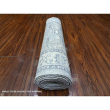 Load image into Gallery viewer, 2&#39;8&quot;x11&#39;10&quot; Lazy Gray, Extra Soft Wool Hand Knotted Finer Peshawar Heriz Sickle Leaf Design, Densely Woven, Natural Dyes, Oriental Runner Rug FWR531216