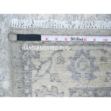 Load image into Gallery viewer, 2&#39;8&quot;x11&#39;10&quot; Lazy Gray, Extra Soft Wool Hand Knotted Finer Peshawar Heriz Sickle Leaf Design, Densely Woven, Natural Dyes, Oriental Runner Rug FWR531216
