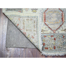 Load image into Gallery viewer, 3&#39;x5&#39; Fresh Mint Gray with Misty Grey Border, Natural Dyes, 100% Wool, Hand Knotted, Denser Woven, Karajeh with Geometric Medallions Design, Oriental Rug FWR531252