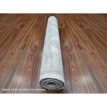 Load image into Gallery viewer, 3&#39;x5&#39; Fresh Mint Gray with Misty Grey Border, Natural Dyes, 100% Wool, Hand Knotted, Denser Woven, Karajeh with Geometric Medallions Design, Oriental Rug FWR531252
