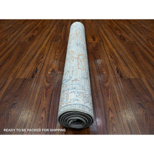 3'x4'9" Goose Gray, Hand Knotted, Natural Dyes, Soft Wool, White Wash Peshawar, Oriental Rug FWR531306