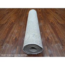 Load image into Gallery viewer, 2&#39;8&quot;x11&#39;6&quot; Gainsboro Gray, Natural Wool, White Wash Peshawar, Hand Knotted, Vegetable Dyes, Runner Oriental Rug FWR531324