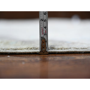 8'10"x10'9" Goose Gray, Vegetable Dyes, White Wash Peshawar, Hand Knotted, Organic Wool, Oriental Rug FWR531360