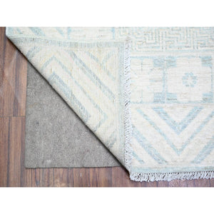 8'10"x11'3" Stone Blue, Washed Out Peshawar with Khotan Design, Hand Knotted, Natural Dyes, Pure Wool, Oriental Rug FWR531366