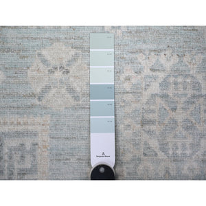 8'10"x11'3" Stone Blue, Washed Out Peshawar with Khotan Design, Hand Knotted, Natural Dyes, Pure Wool, Oriental Rug FWR531366
