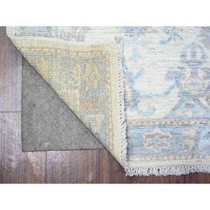 3'x6' Brilliant White and Web Gray, Pure Wool Hand Knotted, Vegetable Dyes, Afghan Angora Oushak All Over Pattern, Oriental Rug FWR531402