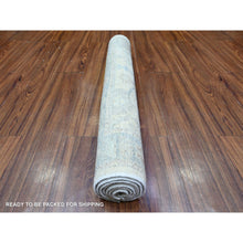 Load image into Gallery viewer, 3&#39;x6&#39; Brilliant White and Web Gray, Pure Wool Hand Knotted, Vegetable Dyes, Afghan Angora Oushak All Over Pattern, Oriental Rug FWR531402