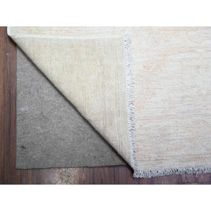9'8"x13'1" Shoreline Gray, Hand Knotted, Soft Wool, White Wash Peshawar, Distressed, Oriental Rug FWR531486